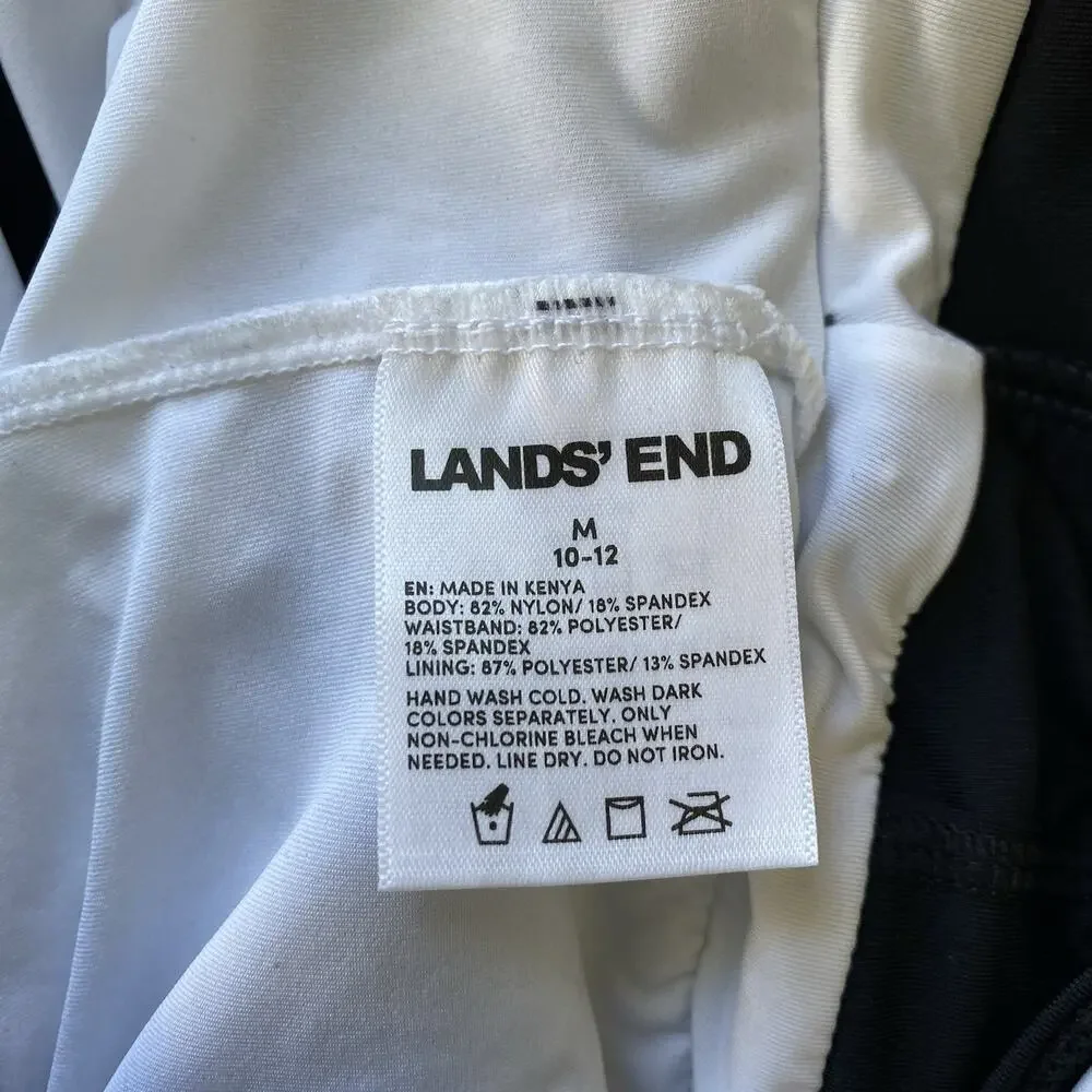 NWT Lands End Swim Dress Black And White One Piece Swimsuit Zip Front SZ M 10-12 - Picture 10 of 13
